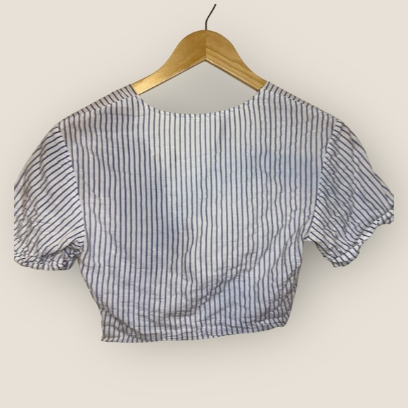All Saints | Alana Striped Twisted Crop | Size 4 | White/Blue - Picture 10 of 12